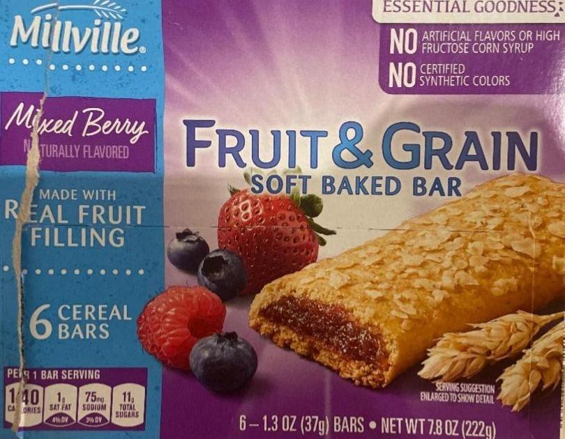 Фото - Cereal Bars Fruit & Grain Strawberry Millville