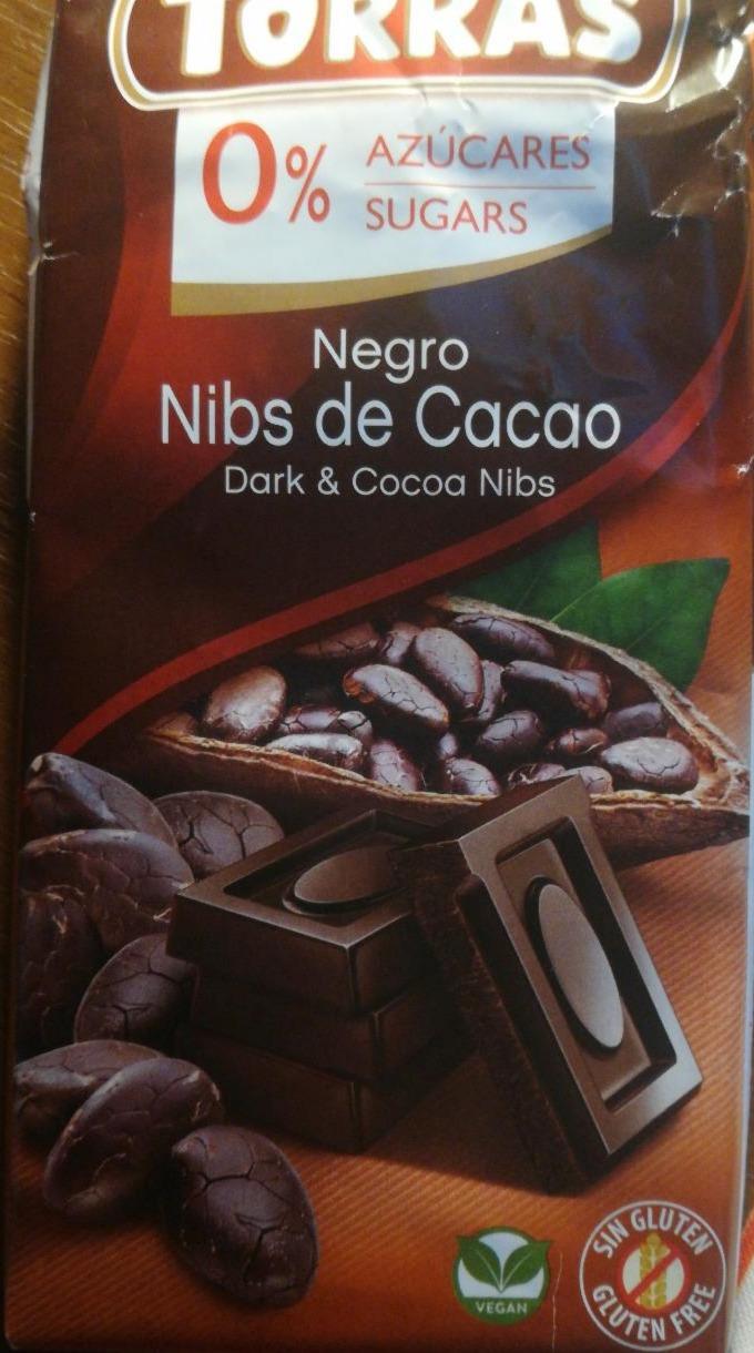 Фото - Шоколад без цукру Чорний з зернами какао Torras