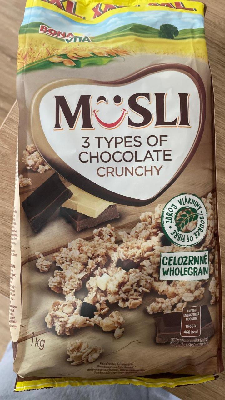 Фото - Müsli 3 types of chocolate crunchy Bonavita