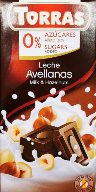 Фото - Молочний шоколад з фундуком без цукру Torras