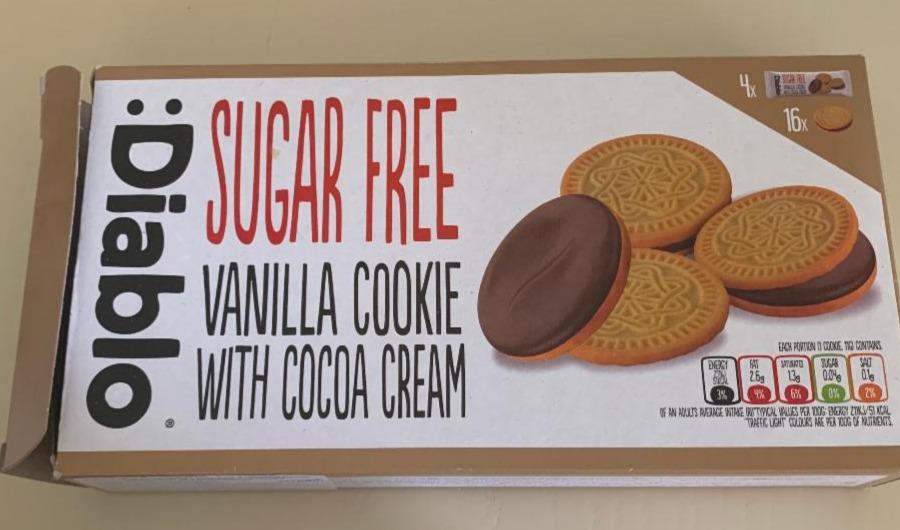 Фото - Печиво-сендвіч ванільне з шоколадною начинкою без додавання цукру Vanilla Cookie With Cocoa Cream Diablo