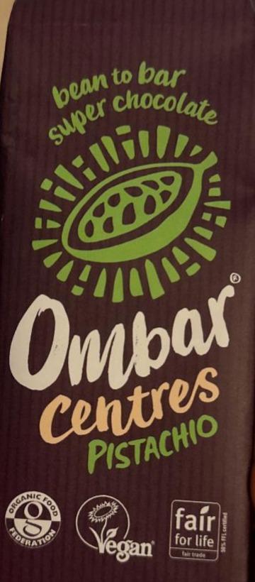 Фото - Шоколад сирий темний з фісташками органічний Ombar