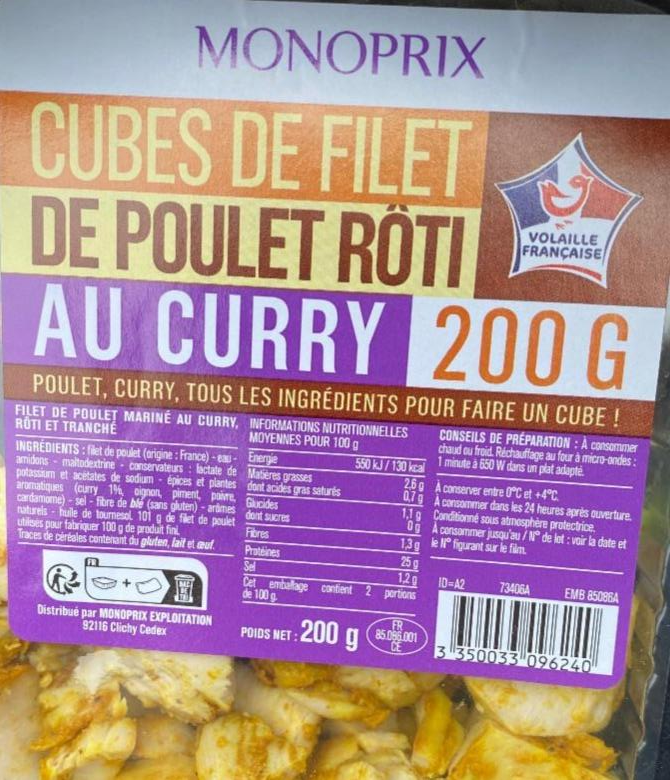 Фото - Cubes de Filet de Poulet Roti au Curry Monoprix
