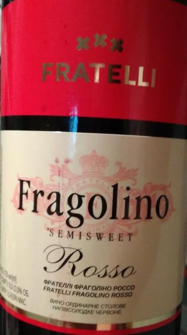 Фото - Вино ординарне столове напівсолодке червоне Fragolino Rosso Fratelli