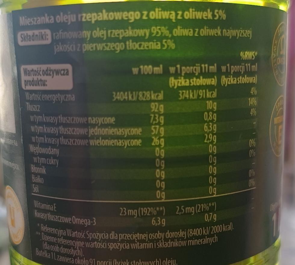 Фото - Mieszanką oleju rzepakowego z oliwy z oliwek 5% Lidl
