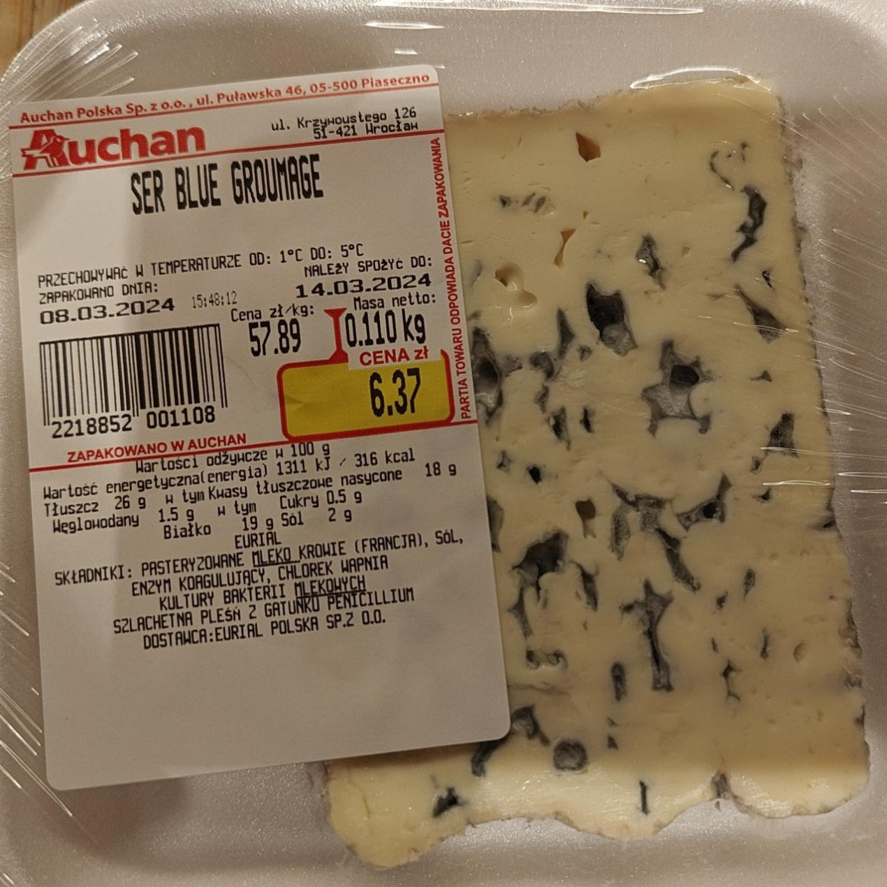 Фото - Сир з блакитною пліснявою Blue Groumage Auchan