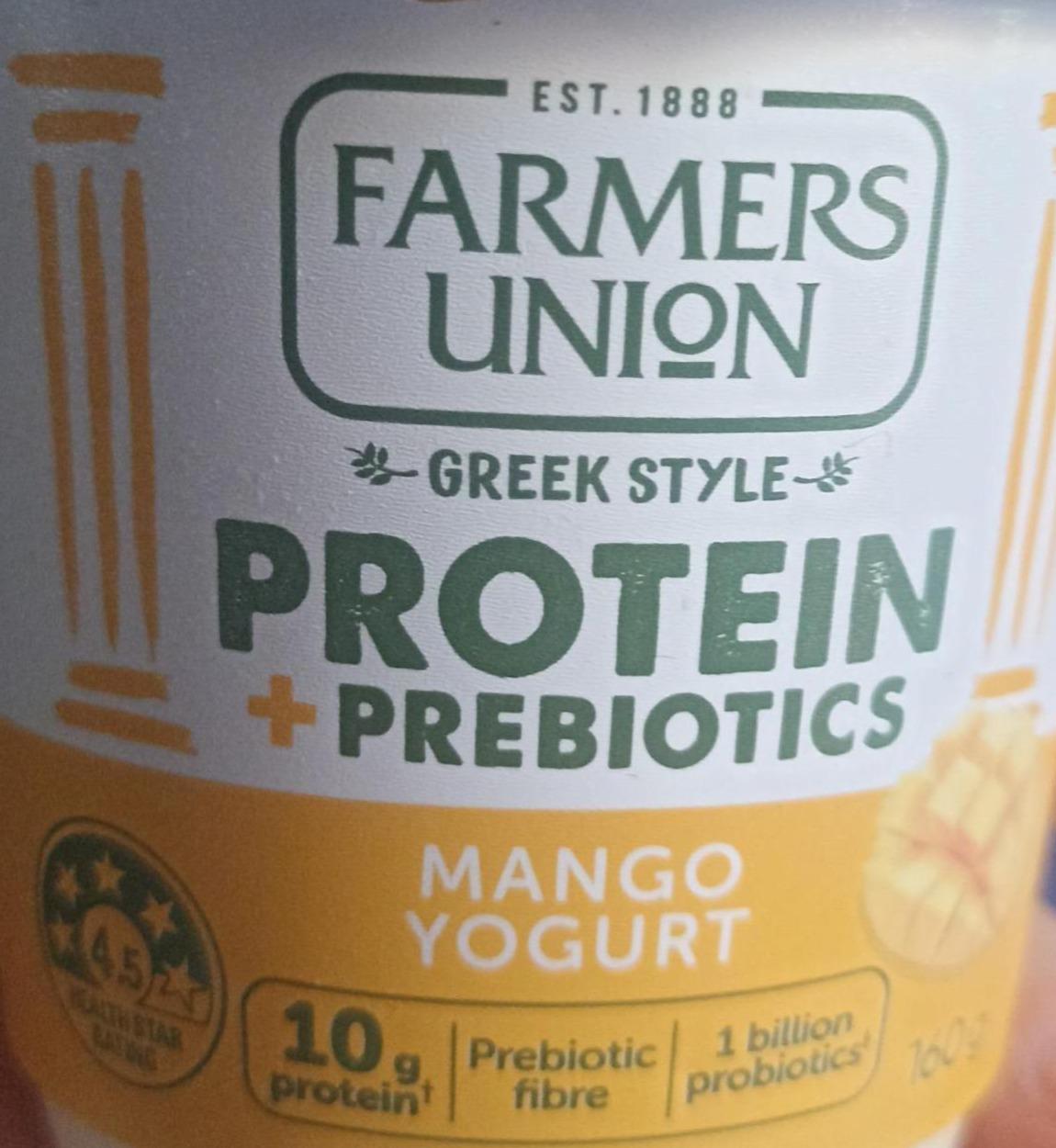 Фото - Greek style Protein + Prebiotics Mango Yogurt Farmers Union