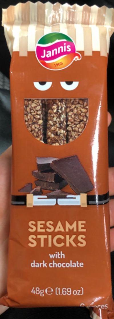 Фото - Палички кунжутні з темним шоколадом Sesame Sticks Jannis