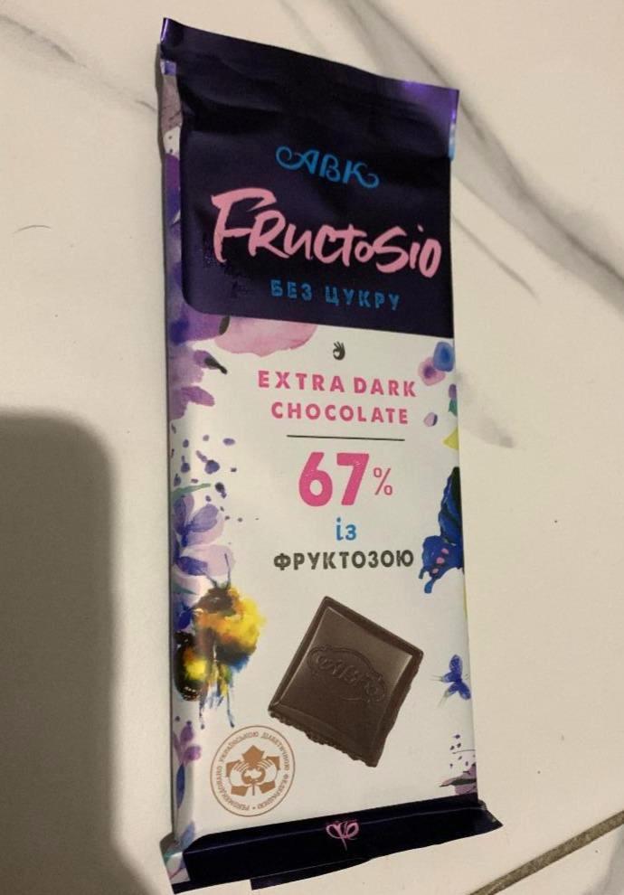 Фото - Шоколад із фруктозою екстра чорний 67% без цукру АВК