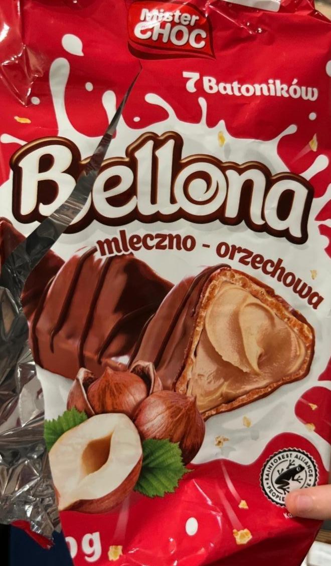 Вафлі Bellona з молочно-горіховою начинкою Mister Choc - калорійність,  харчова цінність ⋙TablycjaKalorijnosti