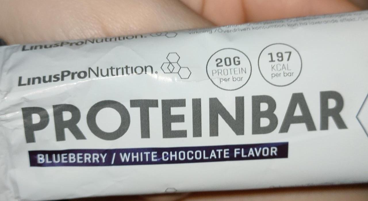 Фото - Батончик протеїновий зі смаком чорниця з білим шоколадом Blueberry White Chocolate Flavour Linus Pro Nutrition