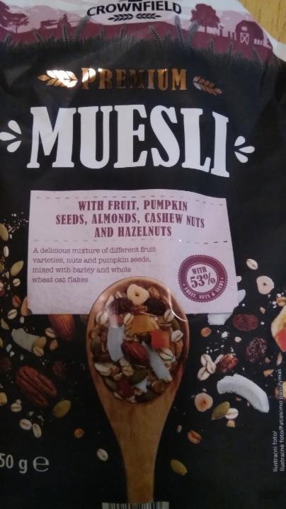 Фото - Premium muesli with fruit, pumpkin, seeds, almonds, cashew nuts and hazelnuts Crownfield