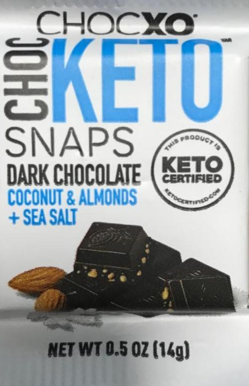 Фото - Шоколад чорний Choc Keto Snaps кокос і мигдаль+морська сіль ChocXo