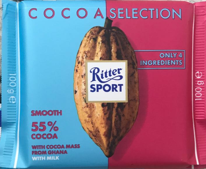 Фото - Шоколад молочний Cocoa Selection 55% з Гани Ritter Sport