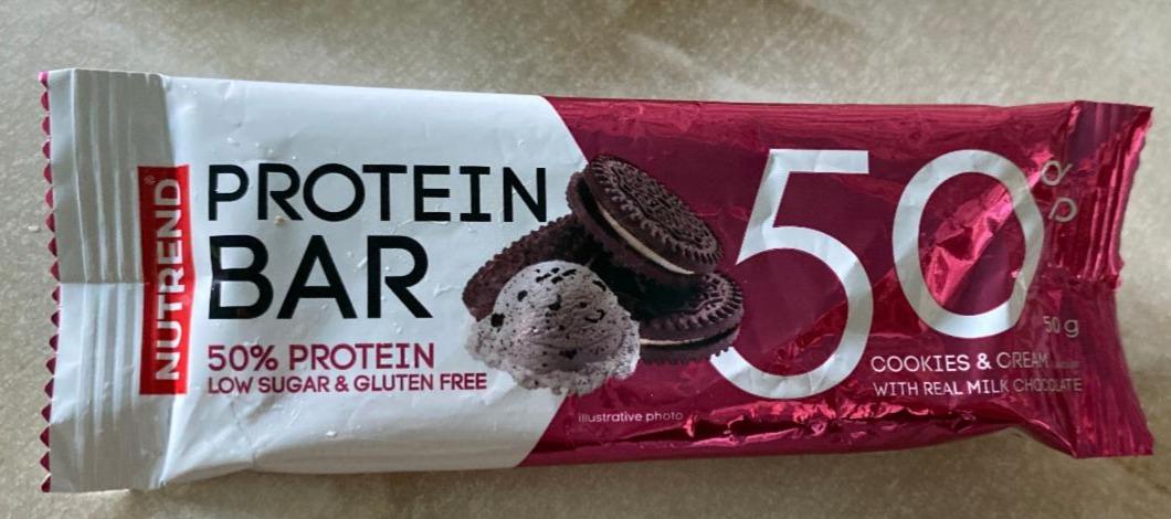 Фото - Protein bar 50% Protein Cookies & cream Nutrend