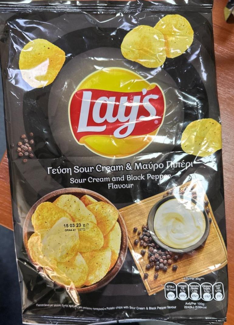 Фото - Чіпси картопляні зі смаком сметани та чорного перцю Lay’s