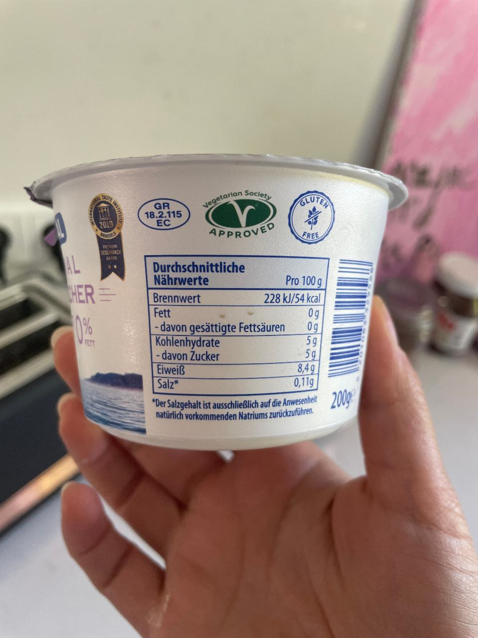 Original griechischer Joghurt 0% Mevgal - калорійність, харчова ...