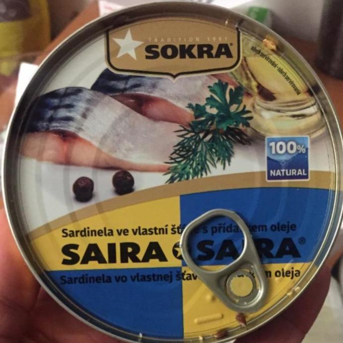 Фото - Сайра Сардінела у власному соку з додаванням олії Sokra