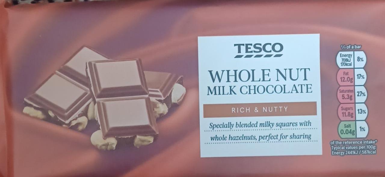 Фото - Whole Nut Milk Chocolate Tesco