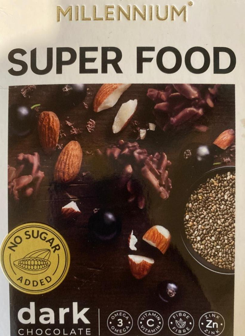 Фото - Цукерки шоколадні чорні з мигдалем смородиною льоном та чіа з підсолоджувачами Super Food Millennium