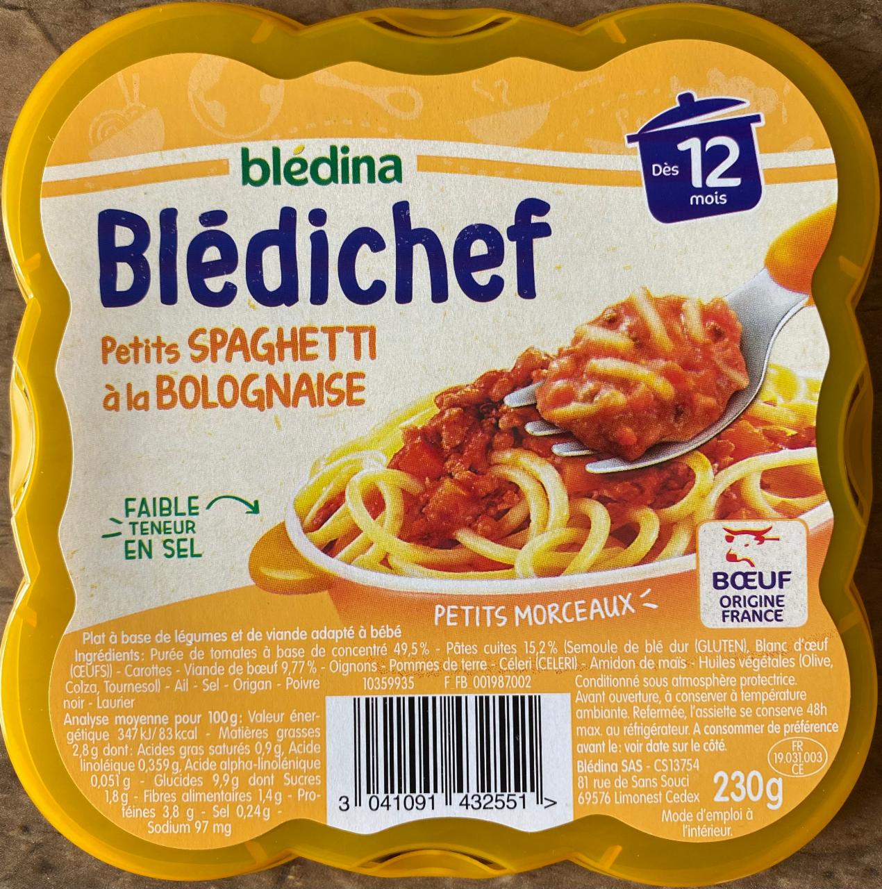 Фото - Спагетті у соусі Болоньєзе Blédichef Bledina