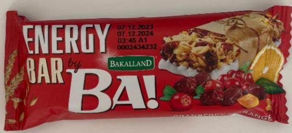 Фото - Ba! Energy bar cranberry & orange Bakalland