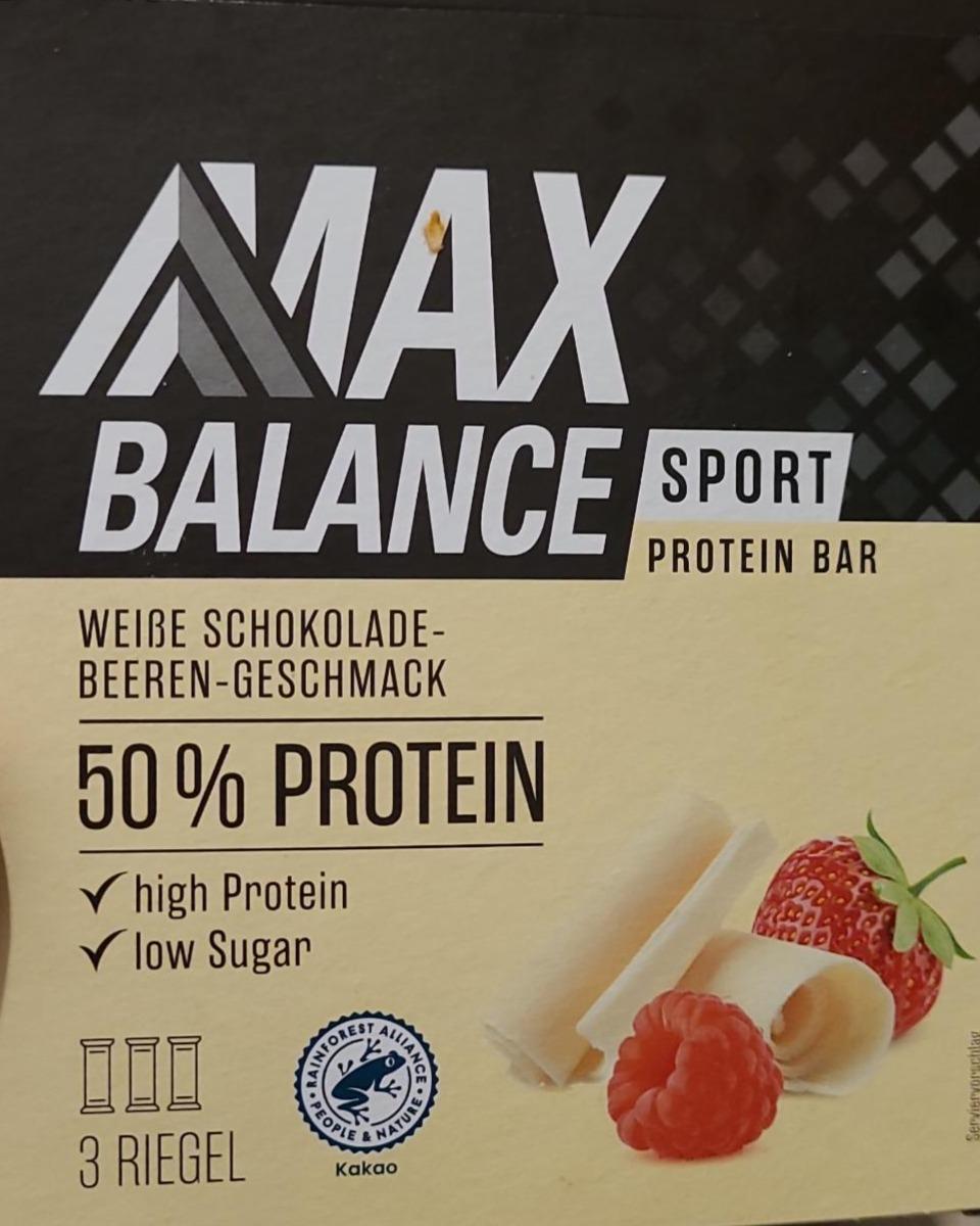 Фото - Протеїнові батончики Protein Bar Weisse Schokolade-Beeren-Geschmack Max Balance