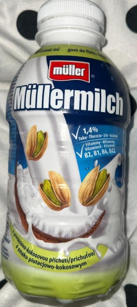 Фото - Молочний ароматизований напій Mullermilch Фісташка-Кокос Müller