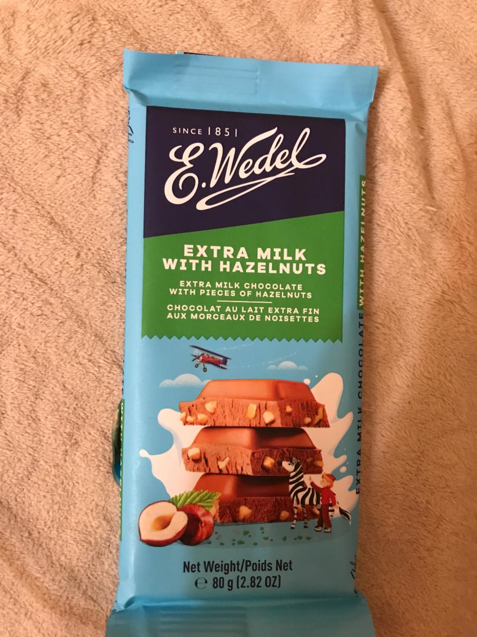 Фото - Шоколад молочний з горіхами Extra Milk With Hazelnuts E.Wedel