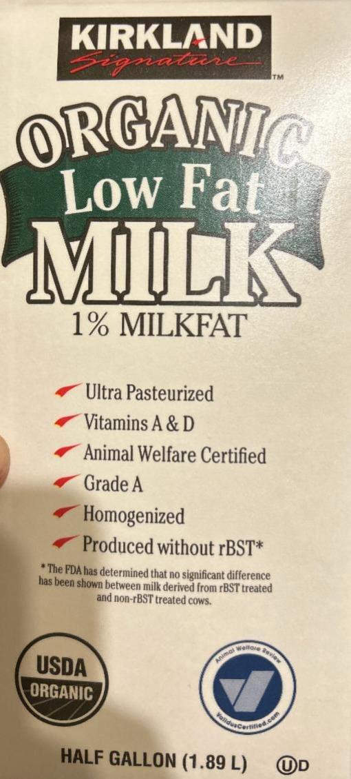 Фото - Organic milk 1% low Fat Kirkland Signature