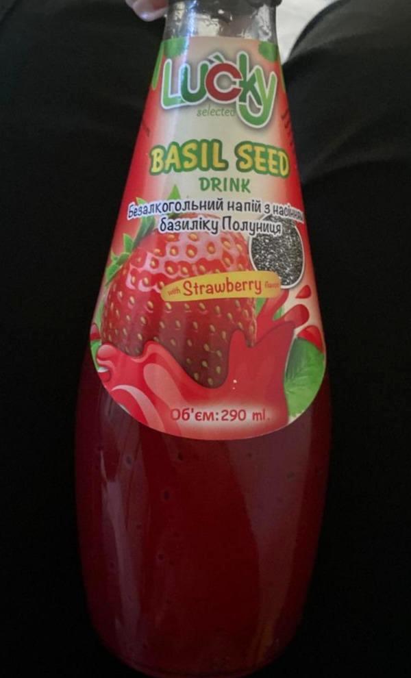 Фото - Напій безалкогольний з насінням базиліку Полуниця Strawberry Basil Seed Lucky