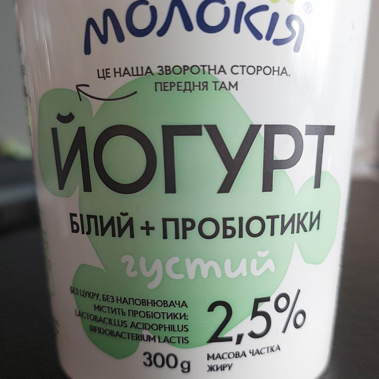 Фото - Йогурт 2.5% білий густий з пробіотиками Молокія