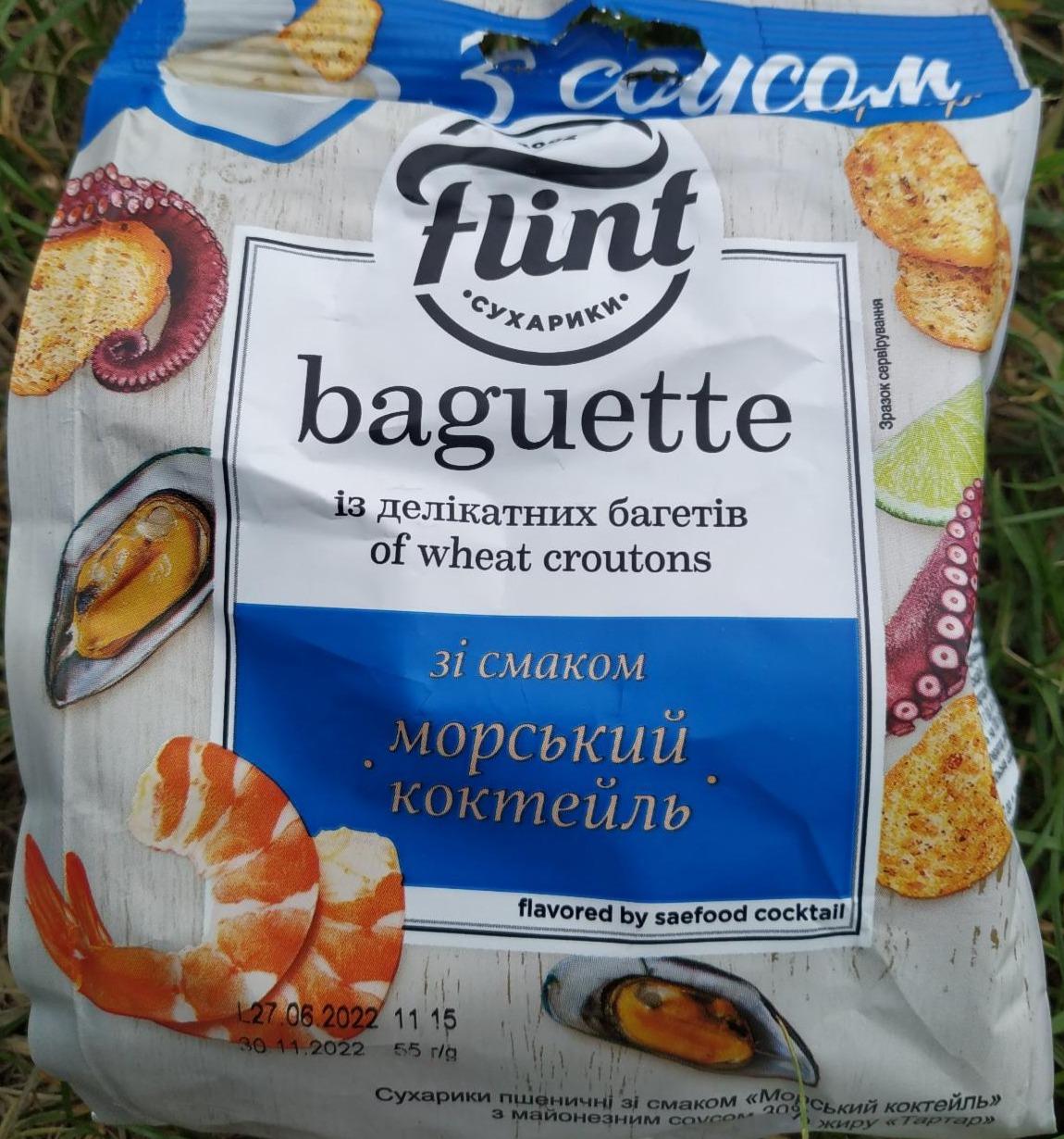 Фото - Сухарики пшеничні зі смаком морський коктейль та майонезним соусом 30% Тартар Baguette Flint