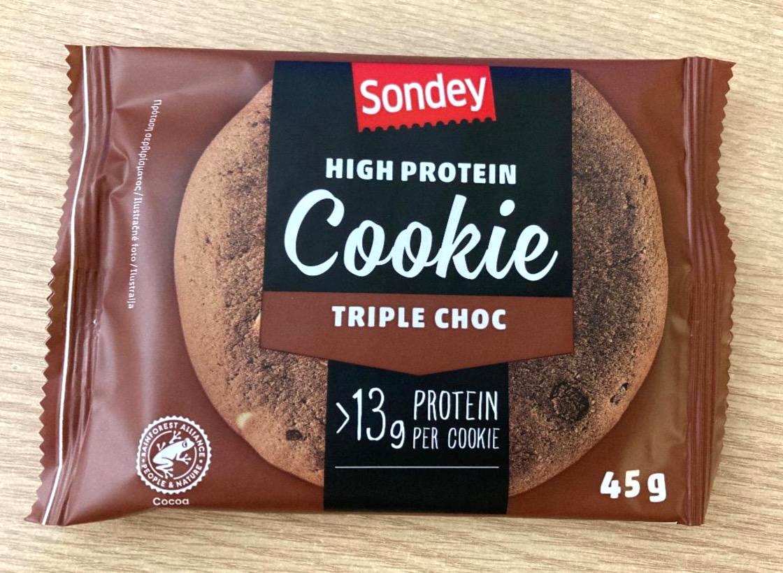 Фото - Печиво протеїнове High Protein Cookie Triple Choc Sondey