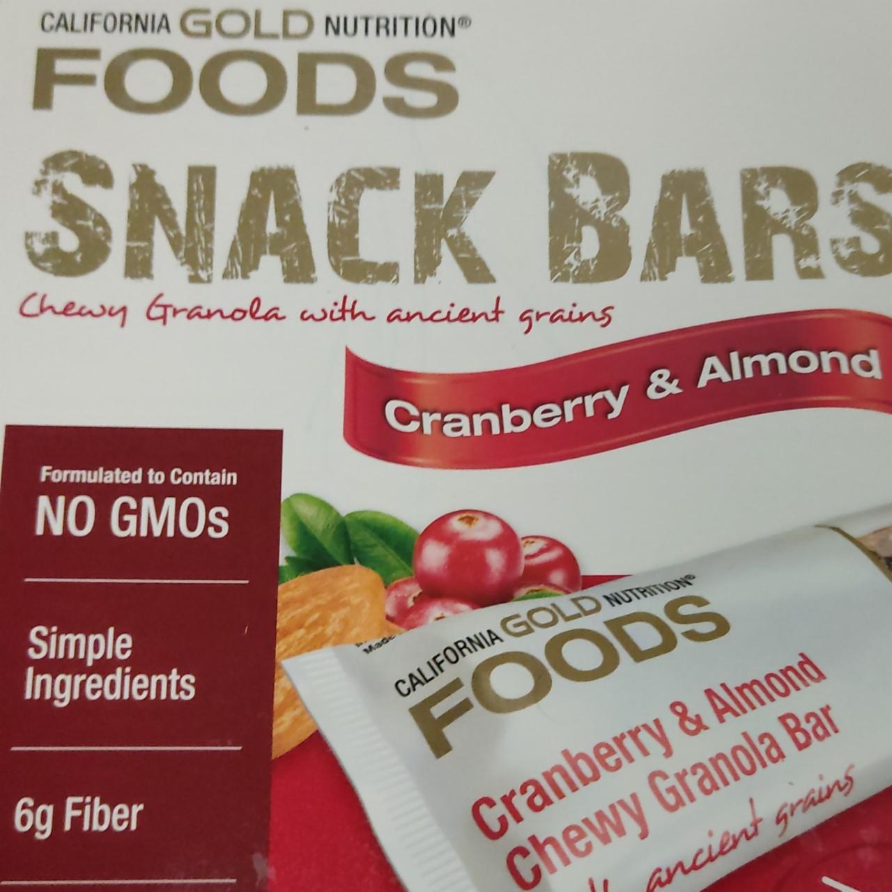 Фото - Foods snack bars cranberry almond California gold nutrition