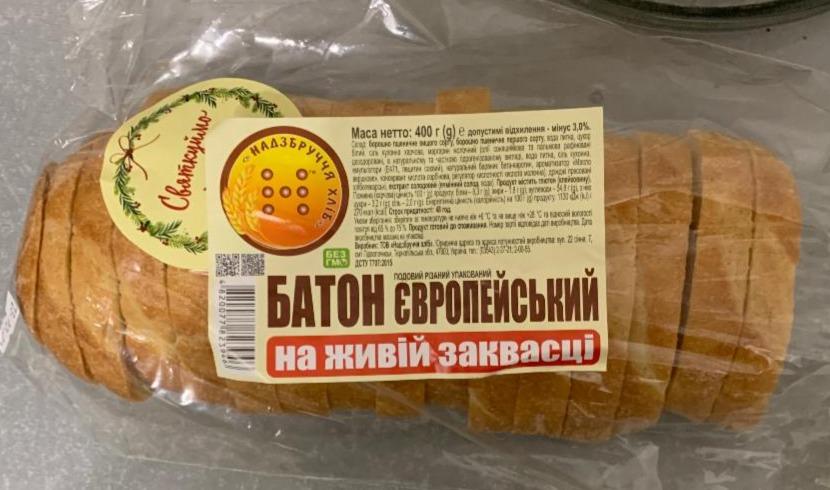Фото - Батон нарізний на живій заквасці Європейський Надзбруччя хліб
