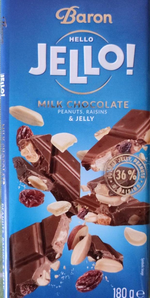 Фото - Шоколад Jello молочний з желе,арахісом та родзинкам Baron