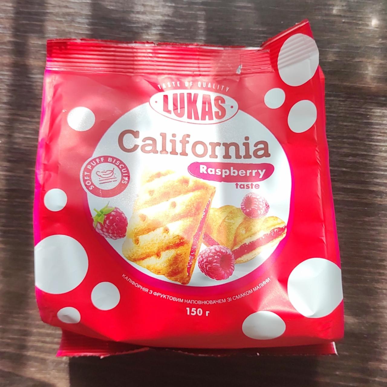 Фото - Печиво Каліфорнія з фруктовим наповнювачем зі смаком малини Raspberry Taste California Lukas