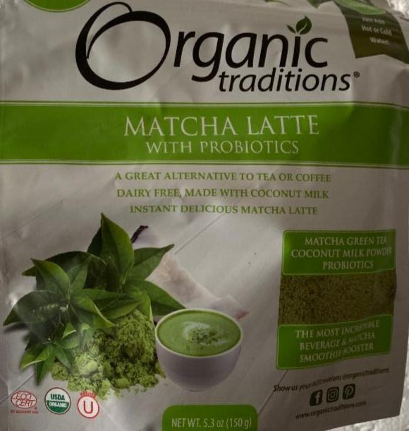 Фото - Порошок Matcha Latte Organic Traditions з пробіотиками та ваніллю Matcha