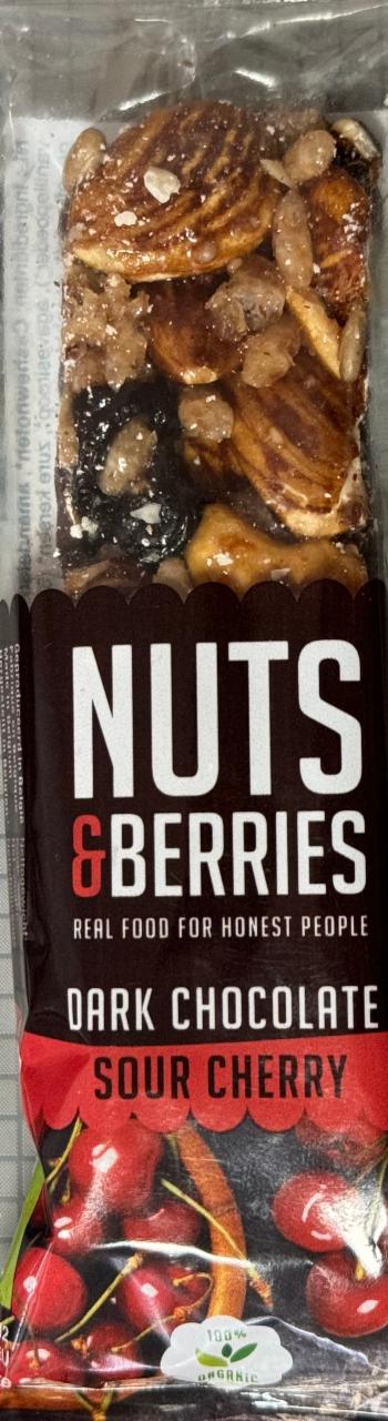 Фото - Батончик горіховий з вишнею та чорним шоколадом органічний Nuts&Berries