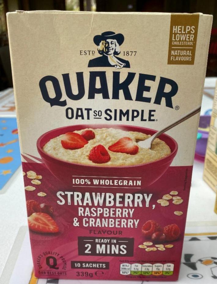 Фото - Oat So Simple Strawberry, Raspberry & Cranberry Porridge Sachets 10x 33.9g Quaker