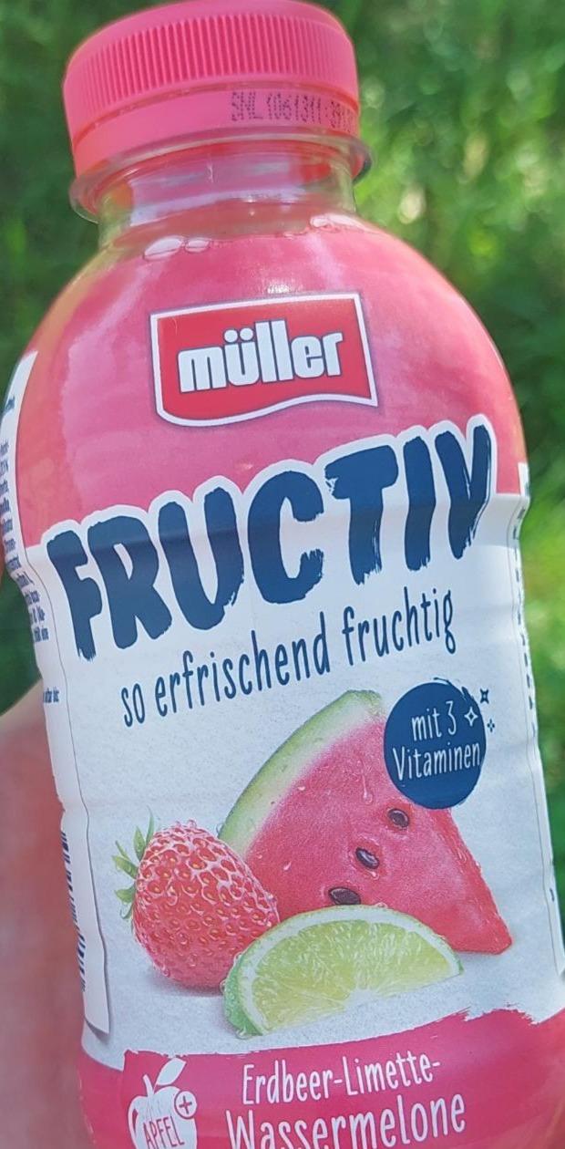 Фото - Напй сироватково-фруктовий зі смаком полуниця -лайм-кавун Müller