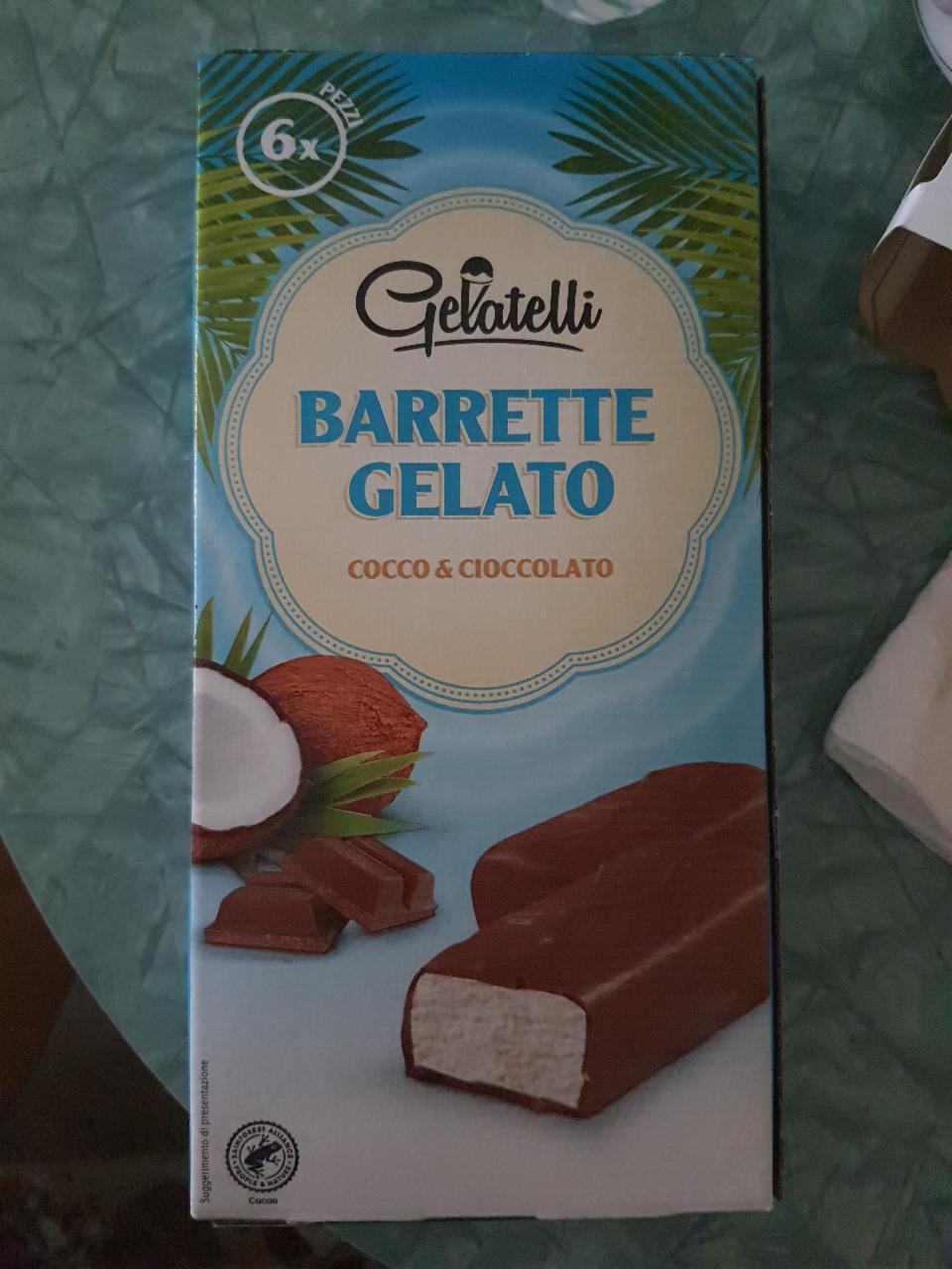 Фото - Батончики шоколадні кокосові Barrette Gelato Cocco & Cioccolato Gelatelli