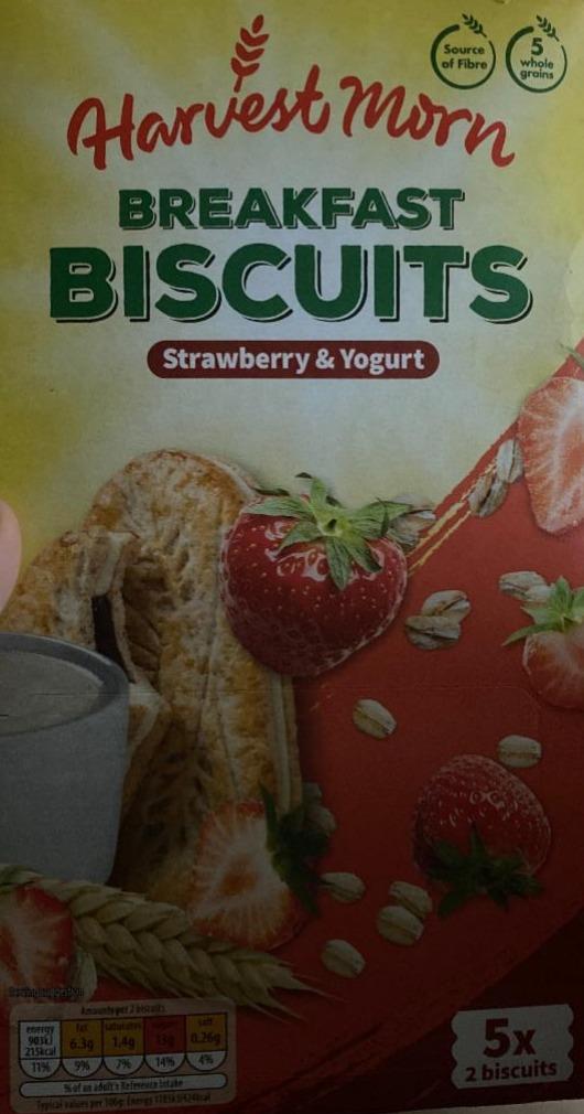 Фото - Печиво зі смаком полуниці та йогурту Biscuits Strawberry & Yogurt Harvest Morn