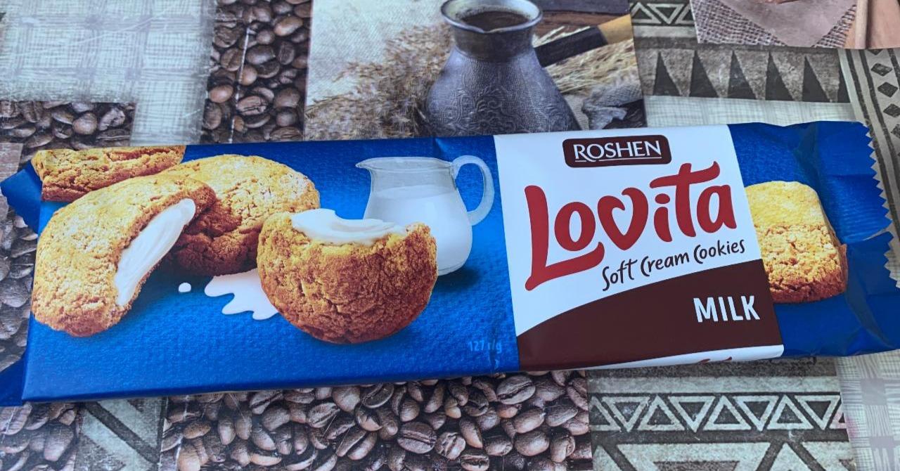 Фото - Печиво здобне з молочною начинкою Lovita Soft Cream Cookies Рошен Roshen