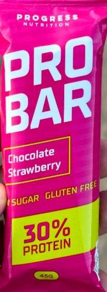 Фото - Протеїновий батончик зі смаком шоколаду та полуниці з підсолоджувачем Probar Progress nutrition