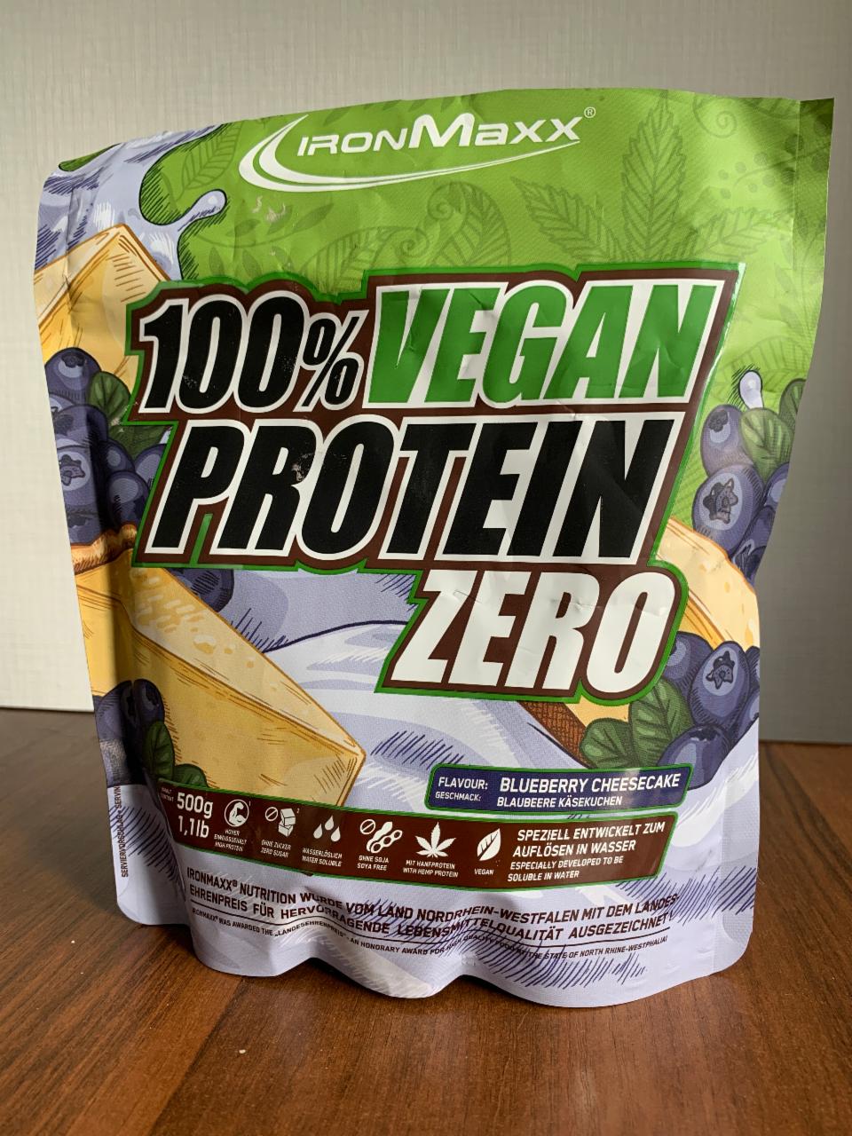 Фото - Протеїн веганський Vegan Protein зі смаком чорничний чізкейк IronMaxx