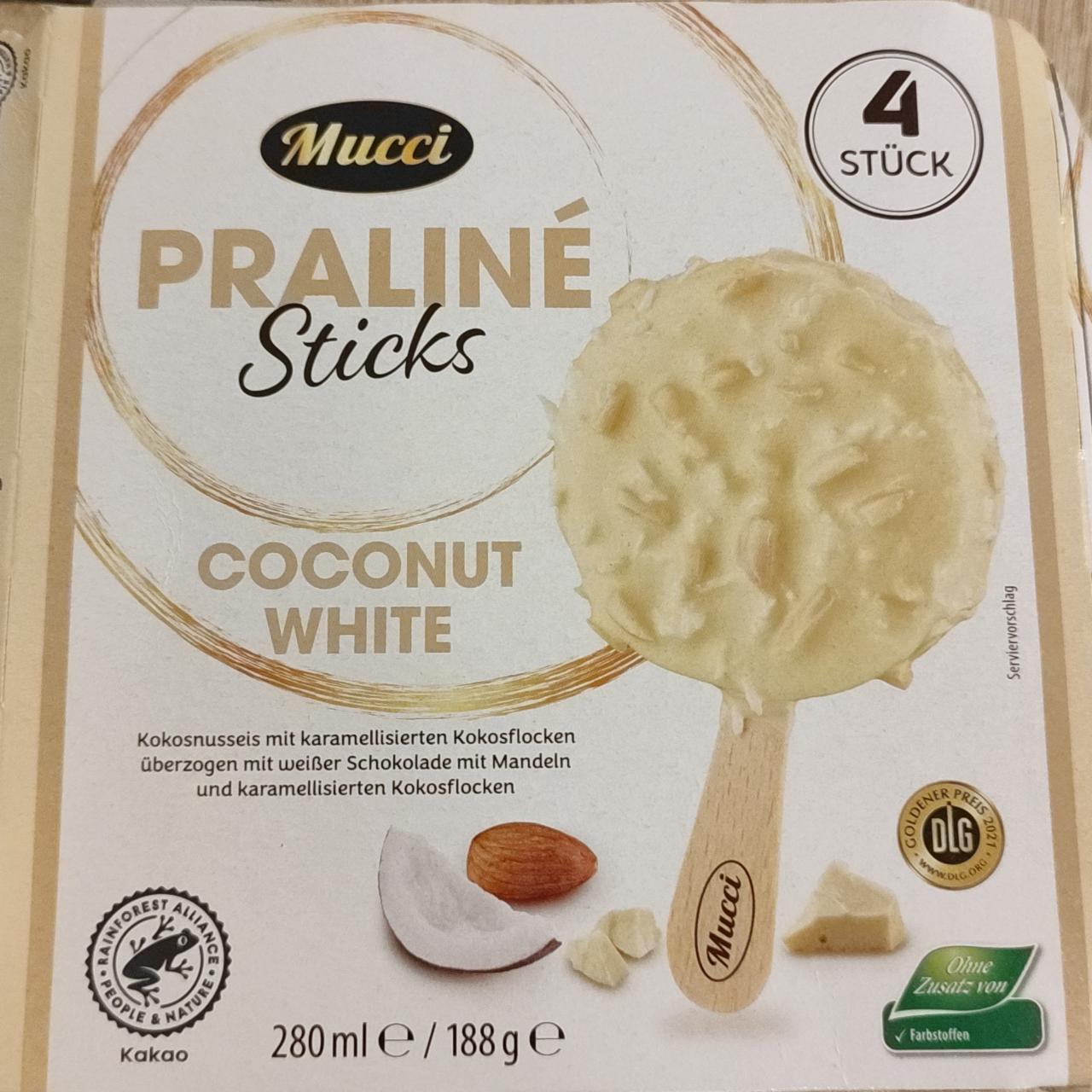 Фото - Морозиво Praline Sticks Coconut white Mucci