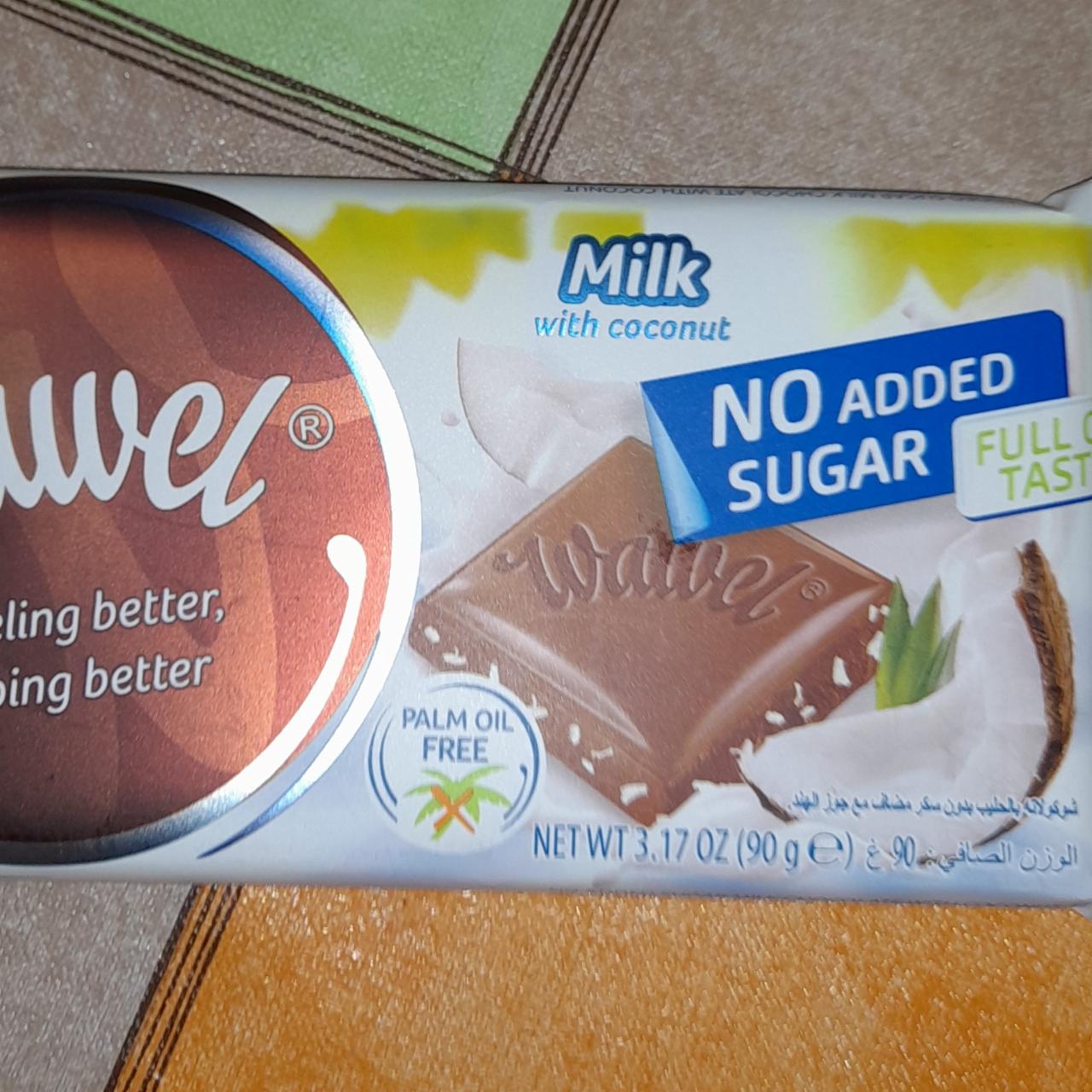 Фото - Шоколад молочний без цукру з кокосом Milk With Coconut Wawel