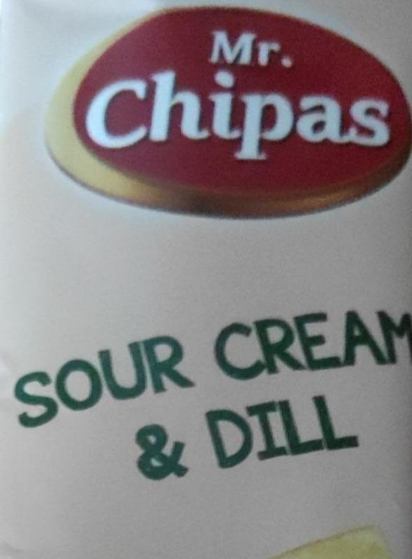 Фото - Картопляні чіпси зі смаком сметани і зелені Sour Cream and Dill Mr. Chipas